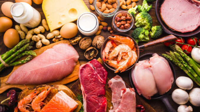Large group of food, healthy food for a protein diet